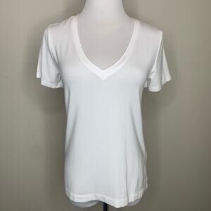 On 34th White V Neck T Shirt Sz Small Modal Spandex